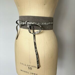 Grey Snakeskin Wrap Belt